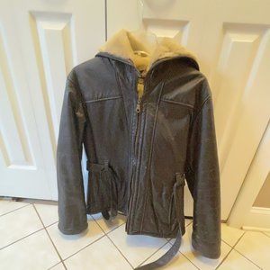 Wilsons Leather Black Leather Jacket with Fur Inlining